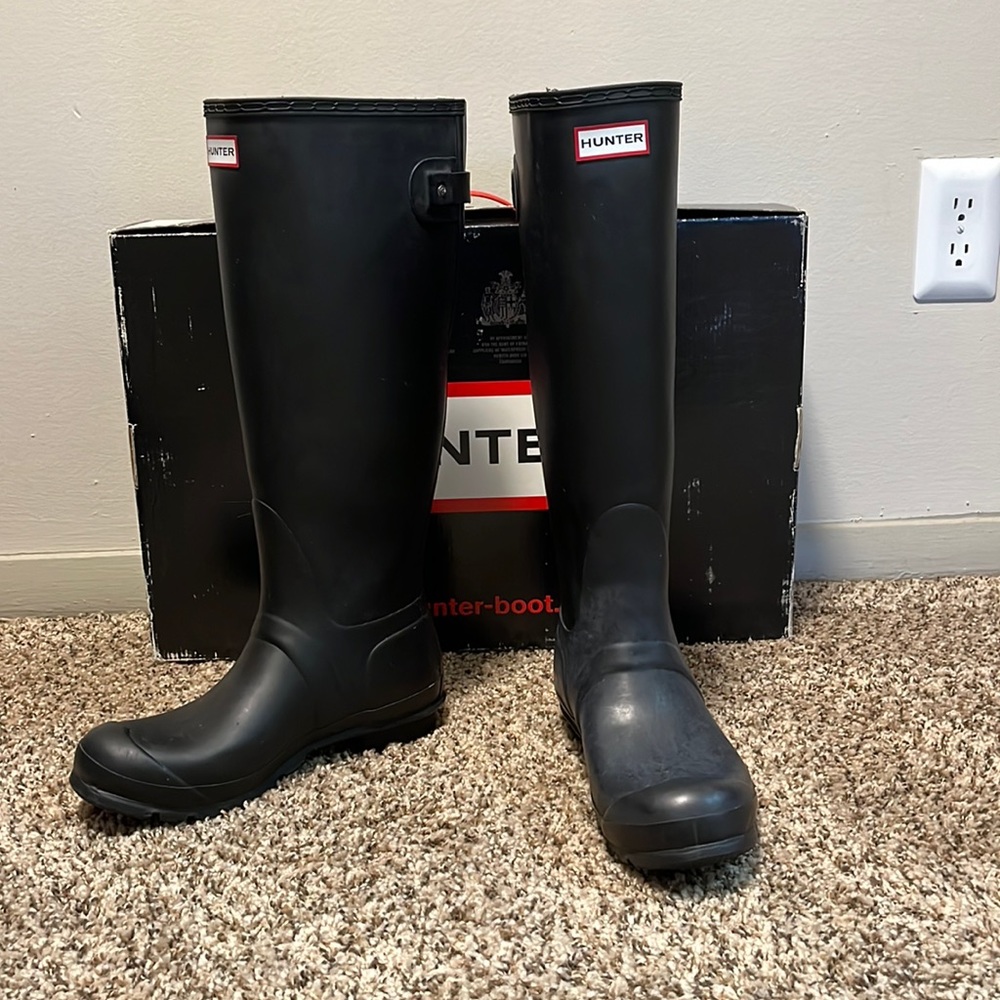 Hunter Tall Original Adjustable Black Boots, size 8